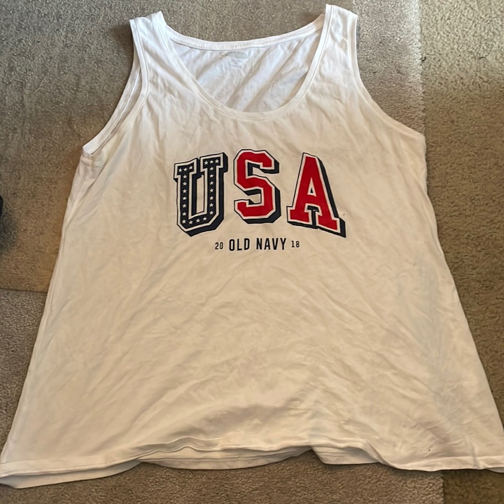 old navy white tank, good for summer & hot weather
